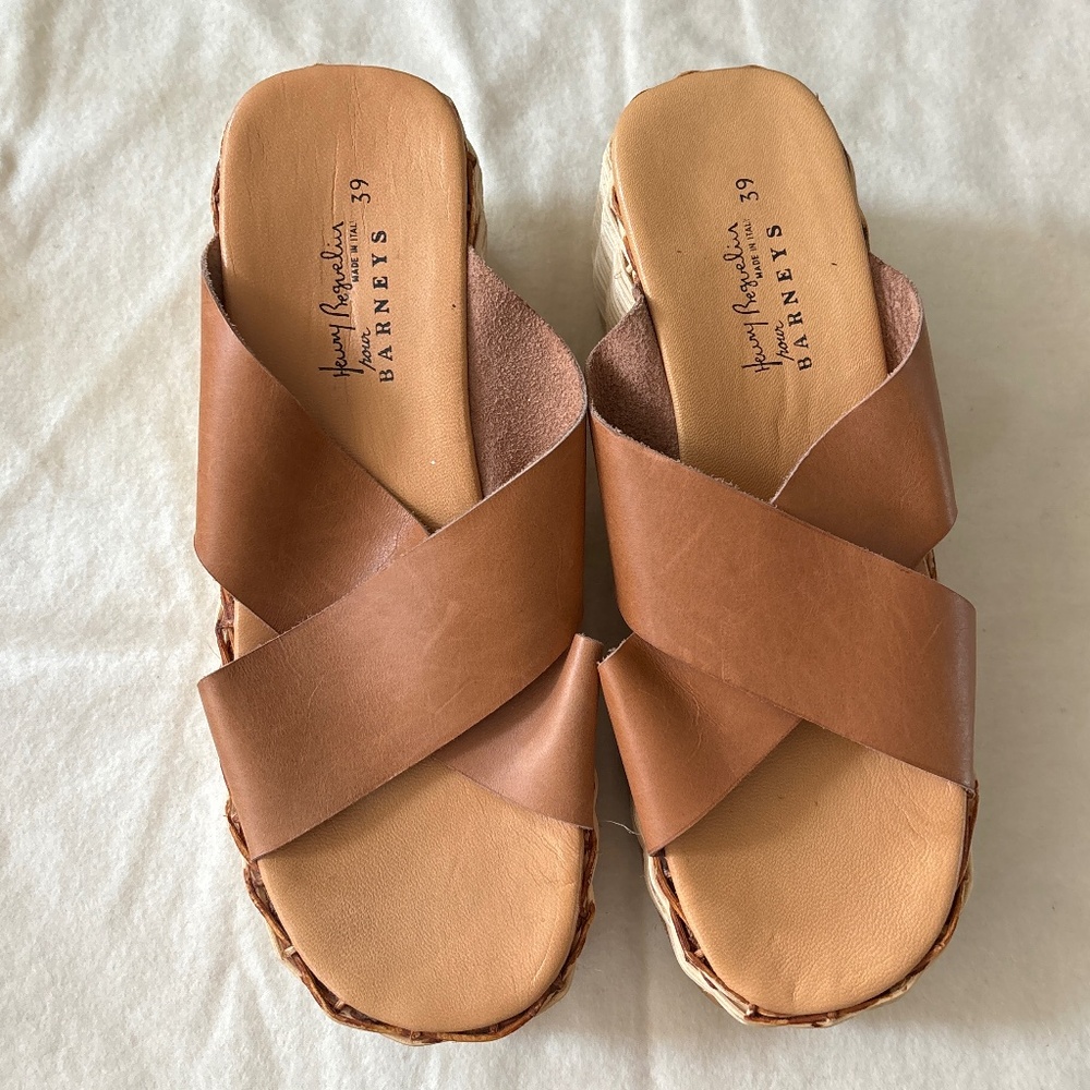Henry Beguelin leather strapped platform sandals